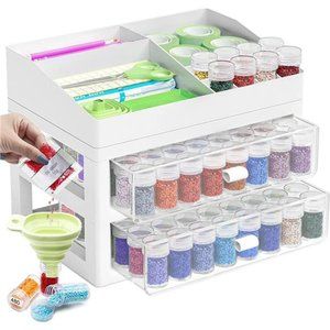 Storage Containers for Diamond Painting Accessories,2 Drawers with 96 Slots Bead